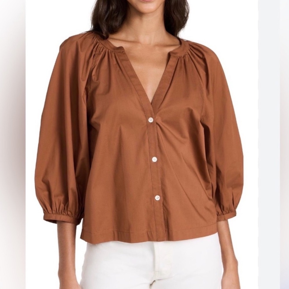 STAUD New Dill Top In Brown Button Down Size XS